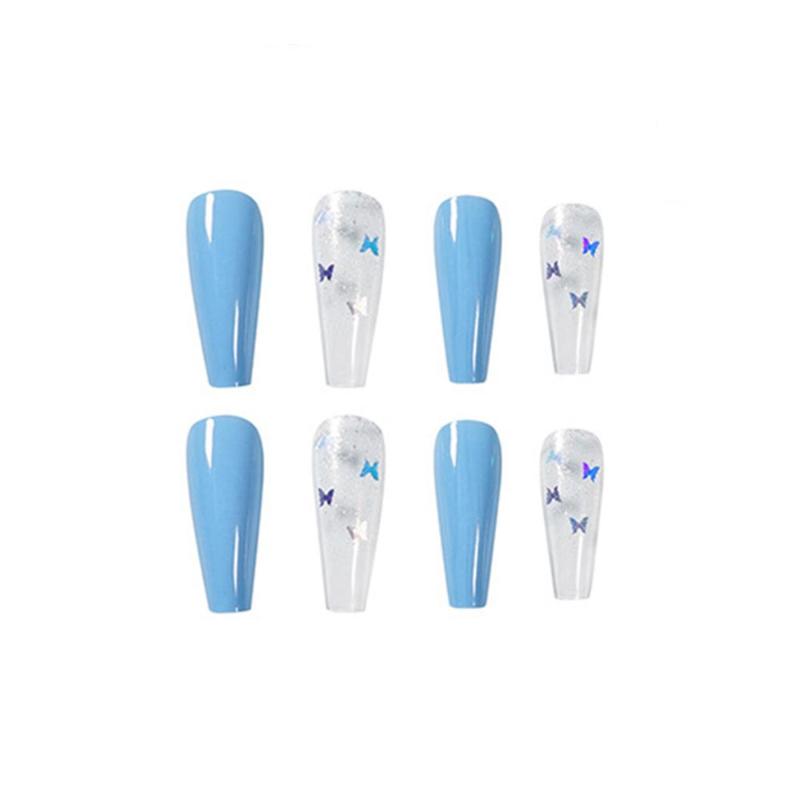 

Fake nails overhead with glue coffin artificial nails tips with designs press on nail false set professional nail art tool, 01 bright orange