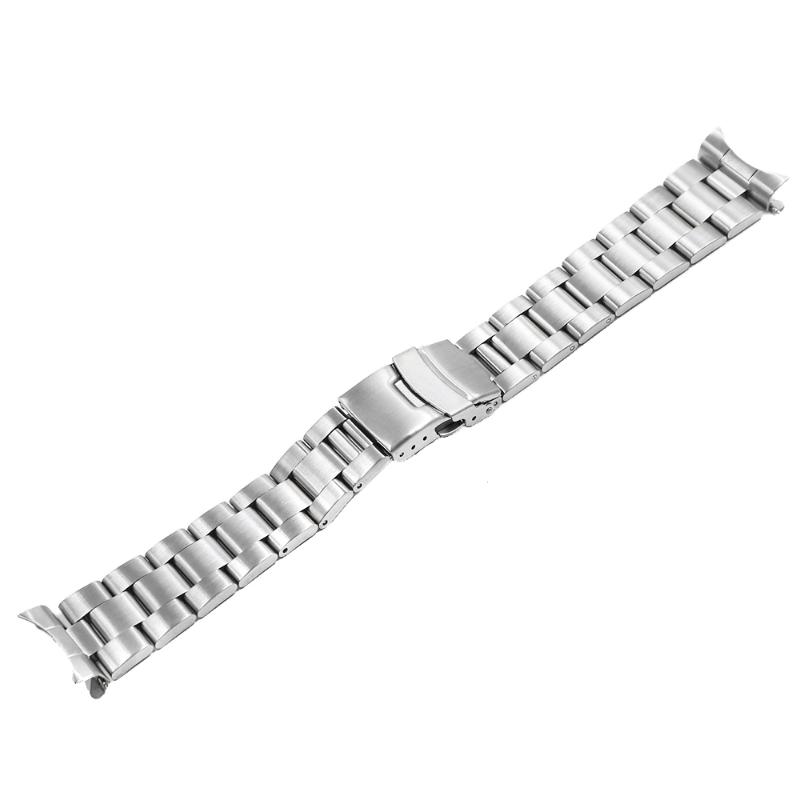 

Watch Bands Rolamy 20 22mm Silver Brushed Hollow Curved End Solid Links Replacement Band Strap Bracelet Double Push Clasp For