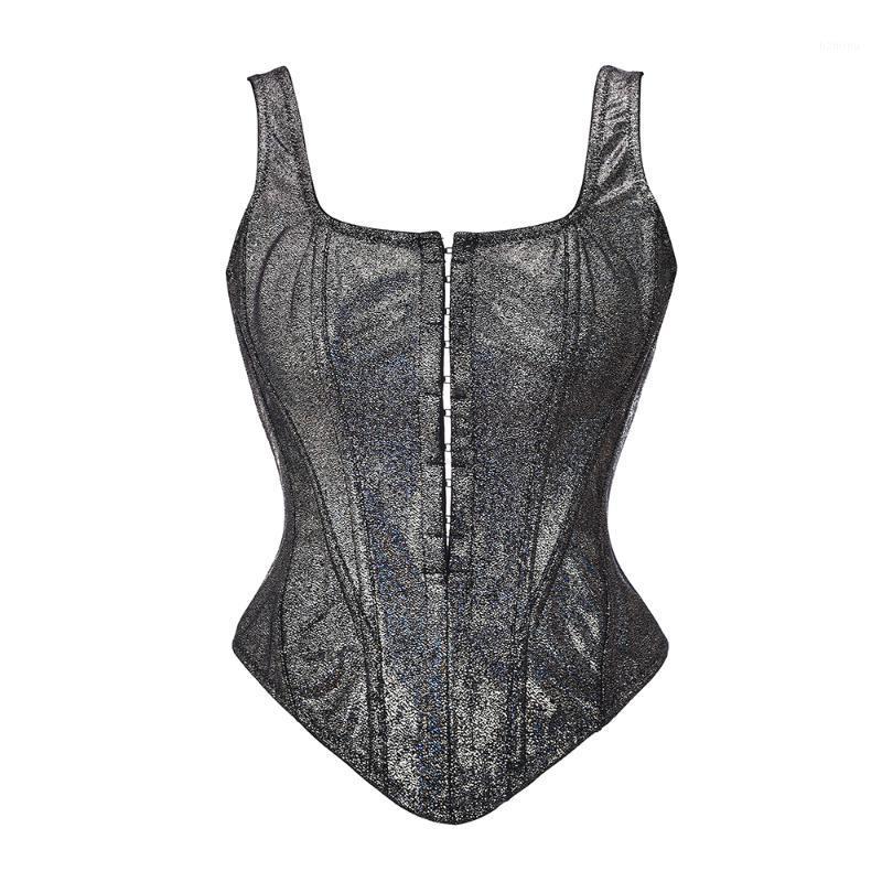 

Bustiers & Corsets Fashion Punk Leather Corset Women Crop Top Bustier And Body Shape Waist Trainer Tank-Top Party Night Club Clothing, Black