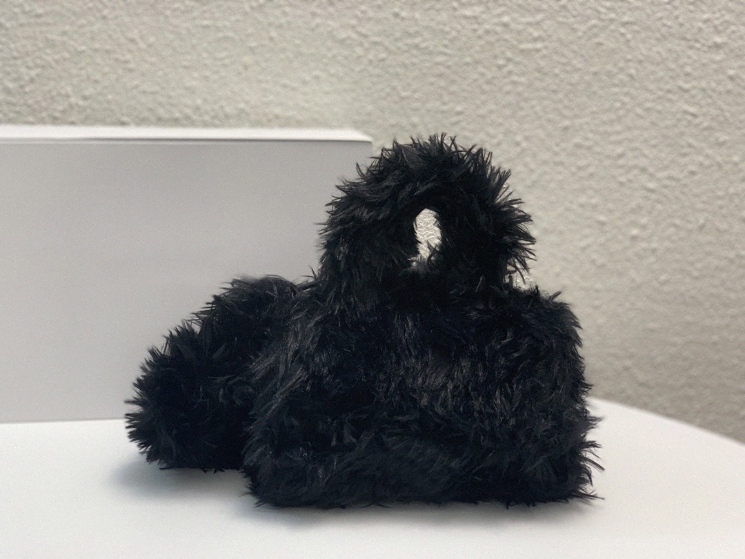 

(with box)2021 fashion hourglass bag winter fluffy top quality designer black small handbags handle purse balencaiga 20CM M8D5#, I need see other products