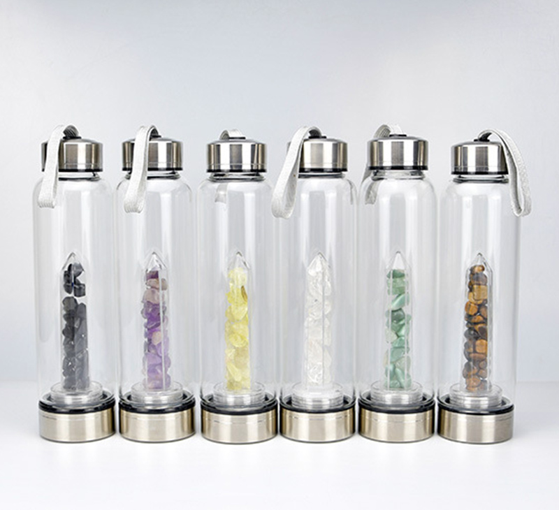 

Natural Quartz Gem Glass Water Bottle Direct Drinking Glass Crystal Cup 8 Styles Free Shipping