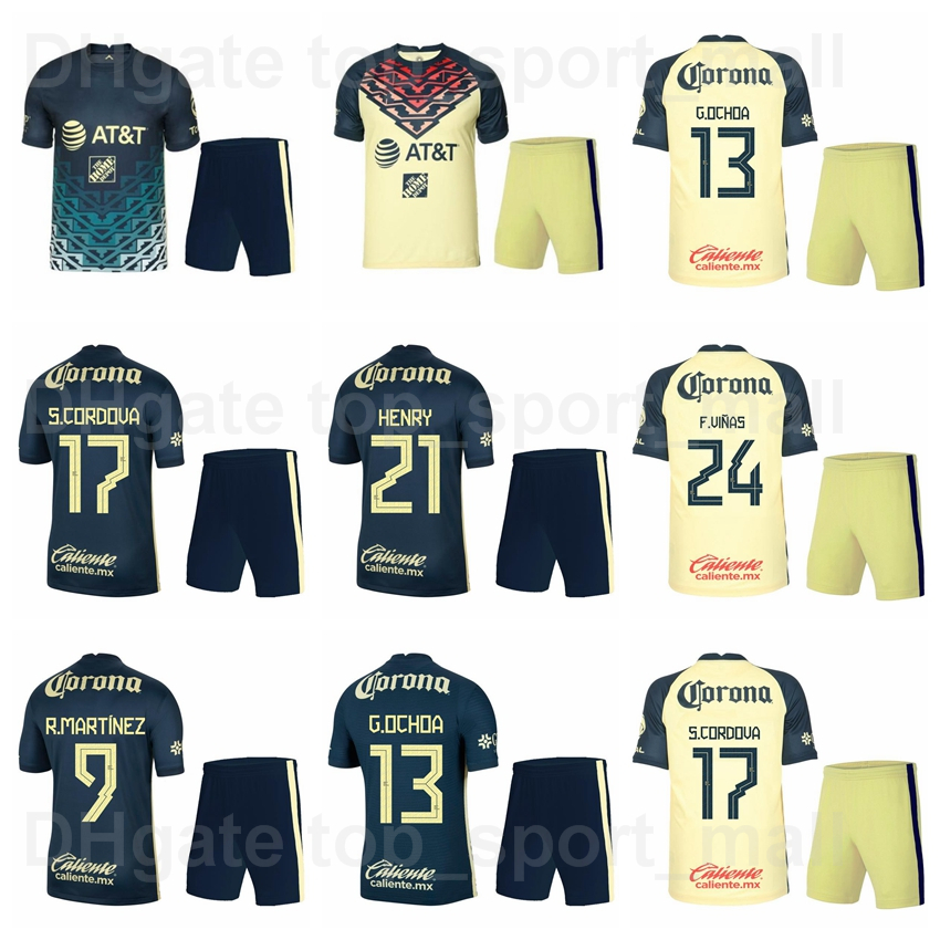

Club America 2021 2022 Soccer 26 Salvador Reyes Jersey Set 22 Alvaro Fidalgo 6 Fernando Madrigal Gonzalez 5 Pedro Aquino AGUILERA Football Shirt Kits Mexican Liga MX, Green