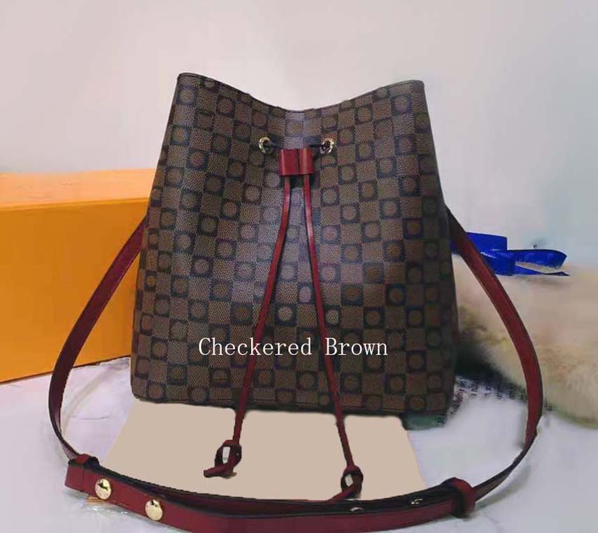 

2021 Women Handbag Luxury designer handbags Classic bag Flower Brown Original Serial Number High Quality Wallet Large Shopping bags Shoulder Drawstring 011, Dust bag