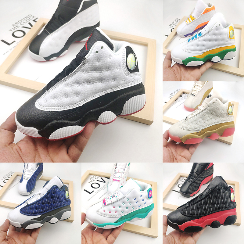 

2021 New 13s Black Cats Toddler sneakers bred Flint Kids Basketball Shoes Infant 13 big boy & Girl Children Trainers