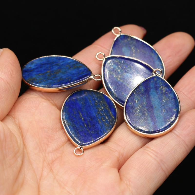 

Charms Natural Stone Pendants Water Drop Charm Lapis Lazuli For Making Women Necklace Earrings Jewelry Accessories, Bronze;silver