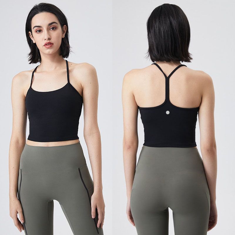 

sexy sports bra for Women's yoga Outfit fitness thin suspenders female push-up Y back vest Solid color Tank L-033, White;red