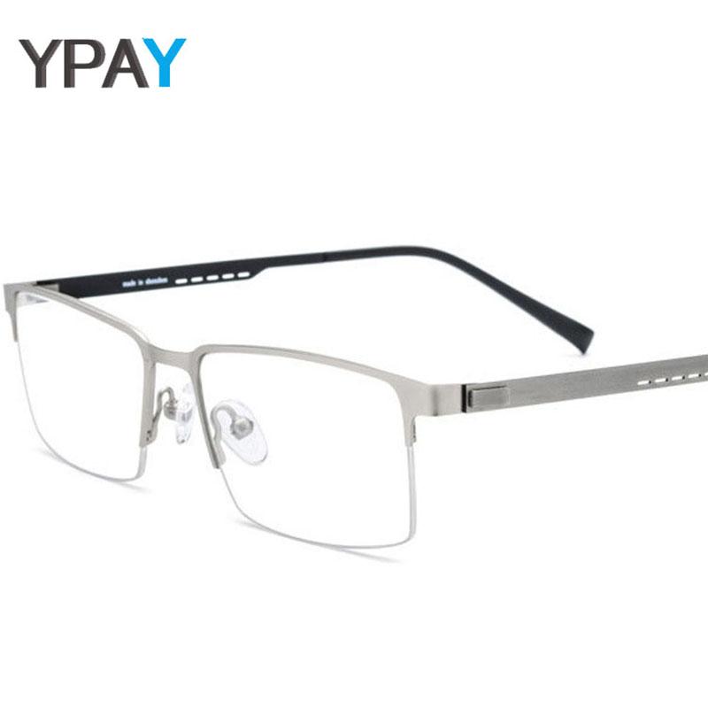 

Fashion Sunglasses Frames YPAY Metal Glasses Frame Men's Square Myopia 2021 Semi-Optical Screwless Korean 12