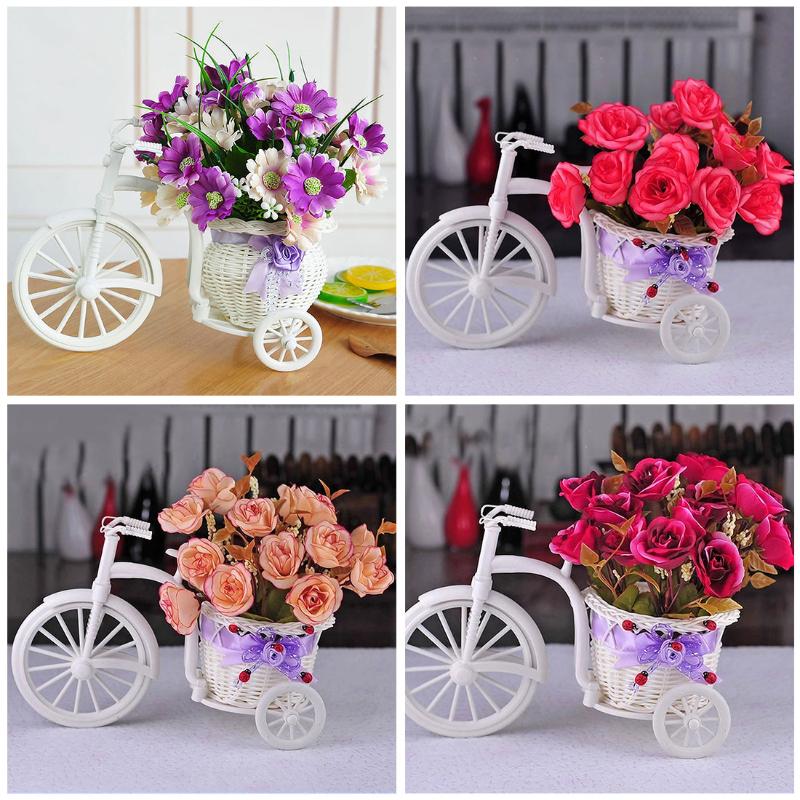 

32 kinds style rattan vase + flowers meters spring scenery rose artificial flower set Birthday Gift home decoration, Style 5