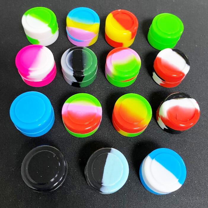 

Silicone Container Food Grade Rubber 2ML Non-stick Round Mini Jars Dab Tool Rubber Storage Box Oil Holder Small Wax Container DHL