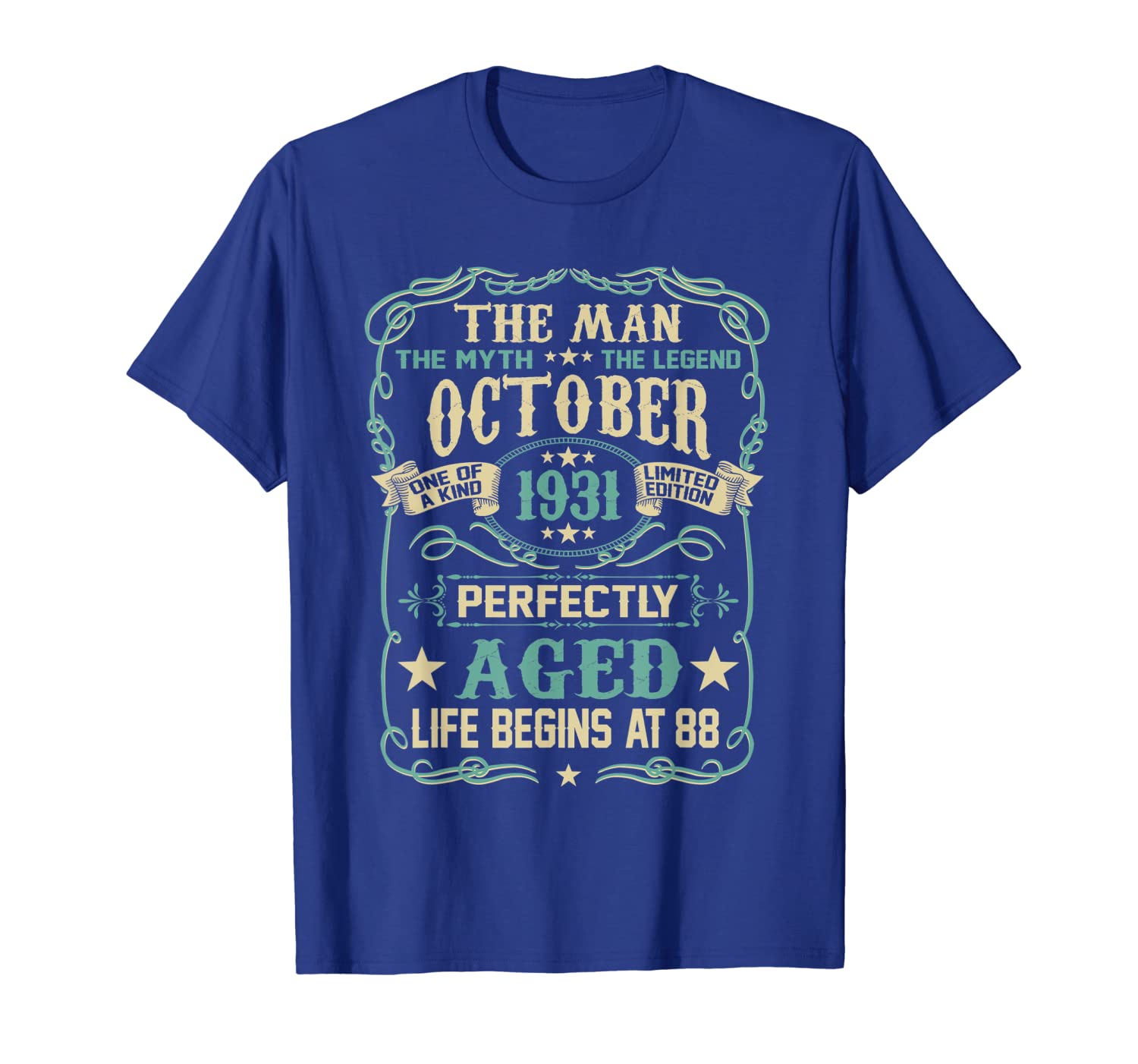 

88th Birthday Gifts The Man Myth Legend OCTOBER 1931 T-Shirt, White;black