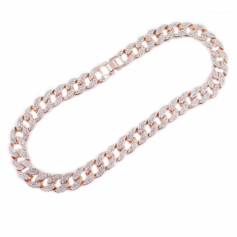 

Women's Rose Gold Miami Cuban Link Chain Necklace 16mm Crystal Cz Silver Color Men's Hip Hop Rapper Singer Iced Out Jewelry Gift Chains