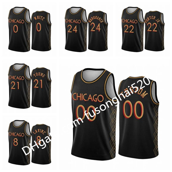 

Print High Quality Men's Women kids Zach LaVine Lauri Markkanen Coby White Thaddeus Young Black Motor City 2020-21 Custom Basketball Jersey, Black;red