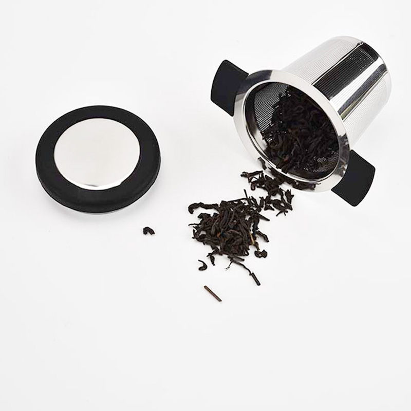 

Reusable Stainless Steel Tea Infuser Basket Fine Mesh Tea Strainer with 2 Handles Lid Coffee Filters for Loose Tea Leaf