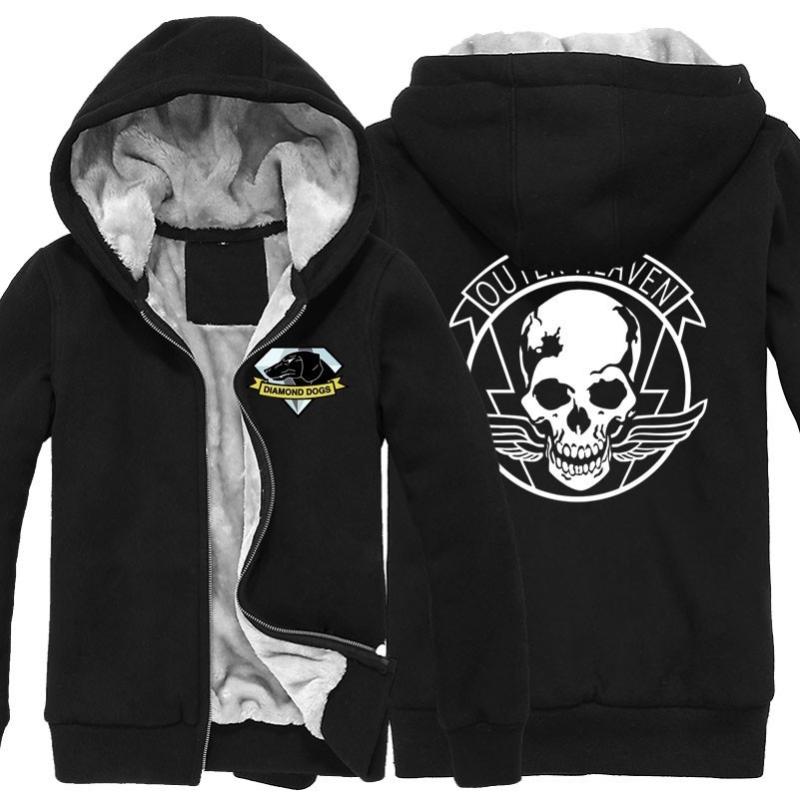

Men' Hoodies & Sweatshirts MGS Game 5 Metal Gear Solid V Diamond Dogs Outer Heaven Zip Up Print Super Warm Fleece Hoodie Coat Sweatshirt Pl, Black
