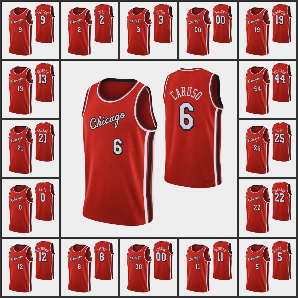 

Chicago Bulls''Men Zach LaVine Marko Simonovic Coby White Devon Dotson DeMar DeRozan City Red Edition 75th Anniversary Custom Jersey, Black