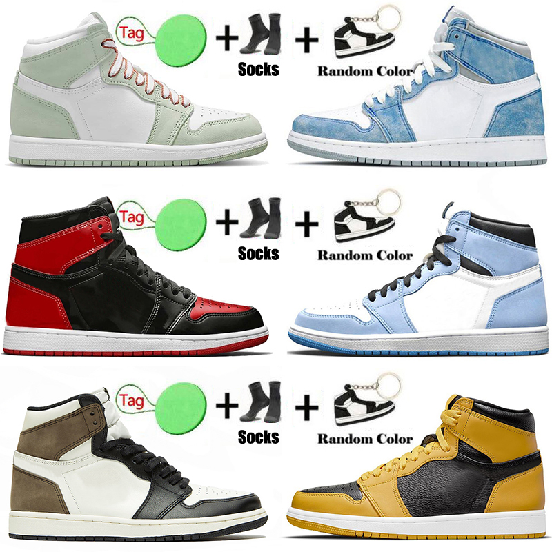 

2022 Fashion 1s University Blue Mens Women Basketball Shoes Jumpman 1 High OG Dark Mocha Pollen Twist Trainers Hyper Royal Seafoam Sports Sneakers, #6 university blue 36-46