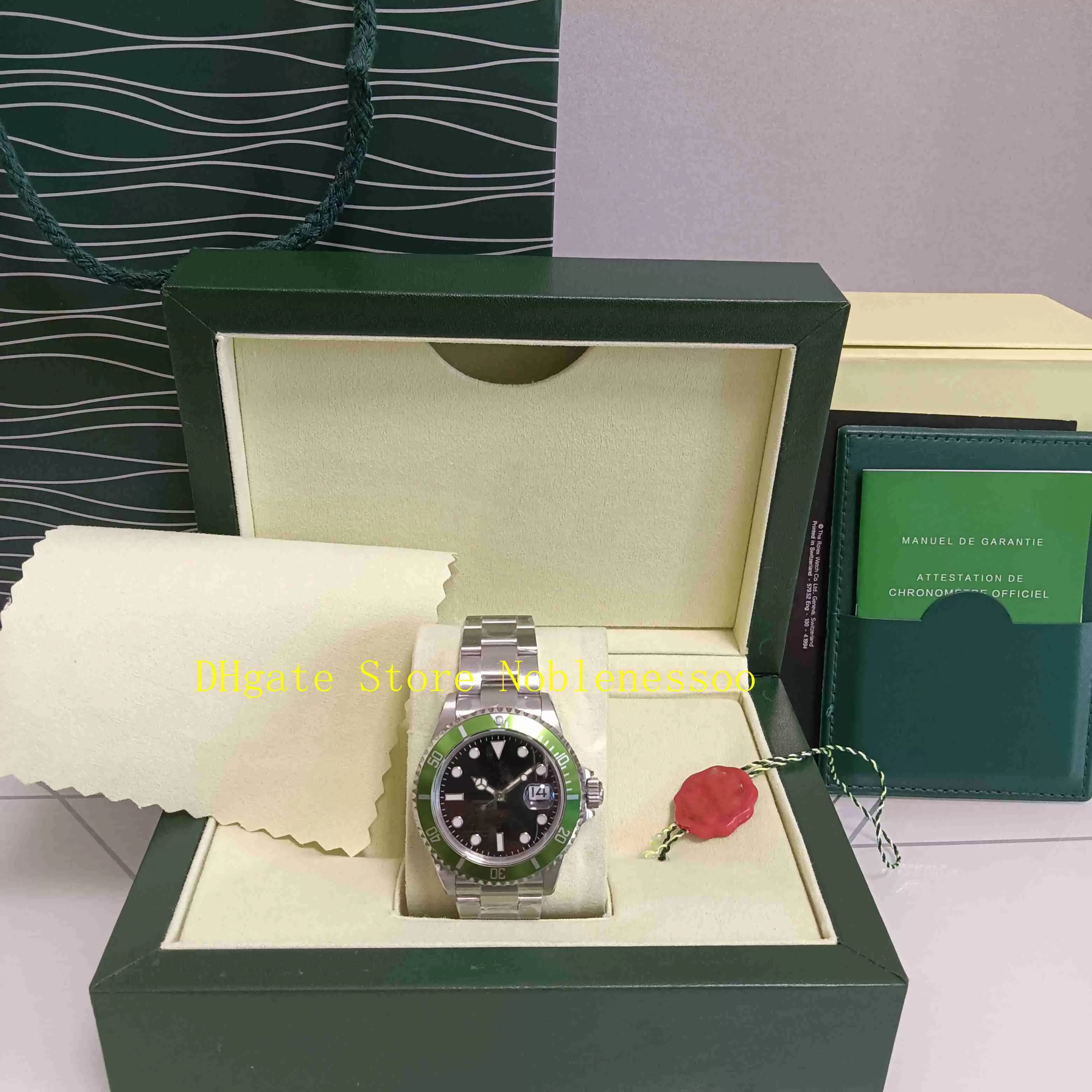 

2 Style Vintage Men's Watches With Original Box BP Factory Men 40mm Green Black Alloy Bezel Steel 16610 Date 50th Anniversary 16610LV Automatic Mechanical Watch, 01
