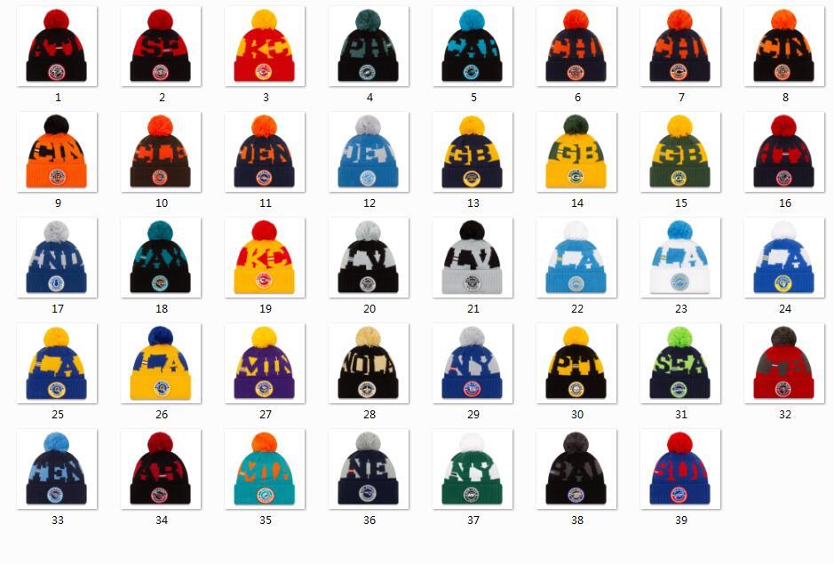 

New Football Beanies Sideline Premium Embroidered Round Patch Winter Soft Thick Beanie Skully Cuffed Hat For Men Women, Blue;gray