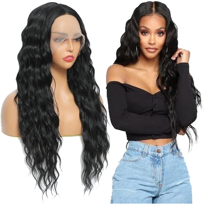 

chemical front fiber lace wigs Wig Black long curly wavy hair, Ombre color