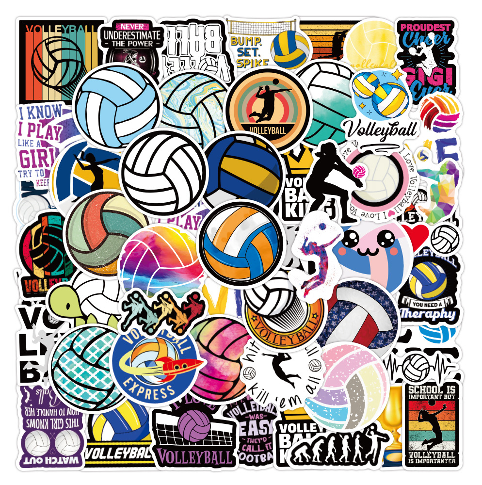 

50Pcs Volleyball Stickers Waterproof Decal Wall Laptop Motorcycle Luggage Snowboard Fridge Car
