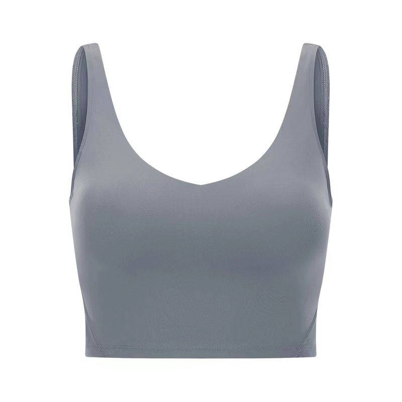 

Gym Tank Clothes Women's Underwear Yoga Sports Bra Back Bodybuilding All Match Casual Push Up Align Crop Tops Running Fitness Workout Women783n, Light grey