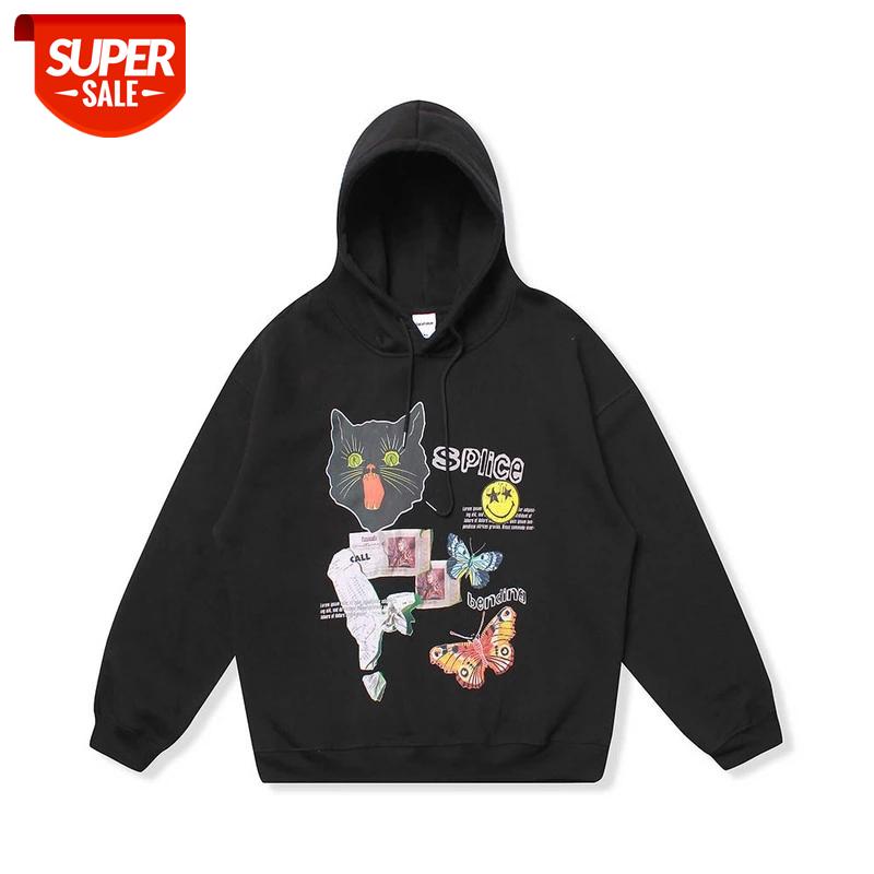 

SEVEYFAN Men's Hip-hop Sweatshirt Animal Print Plus Velvet Loose Hoodies Jacket Hoodie Long Sleeve Top Clothes #OO50, Black