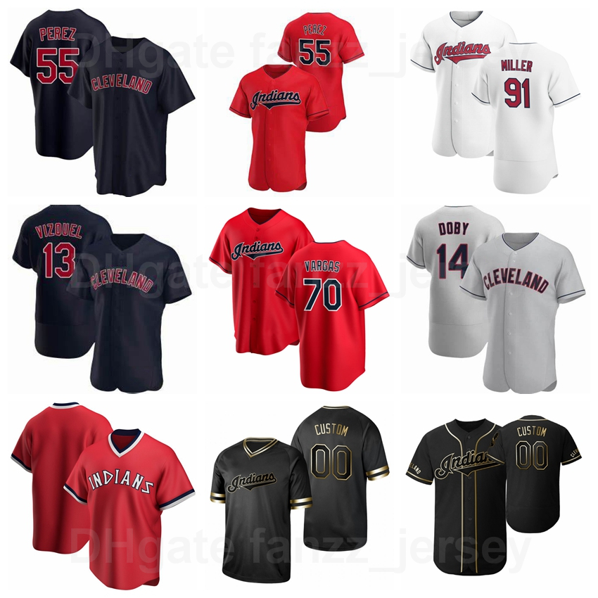 

New Baseball 91 Owen Miller Jersey 55 Roberto Perez 70 Carlos Vargas 13 Billy Hamilton 0 Andres Gimenez 28 Ben Gamel 11 Jose Ramirez Stitched Navy Blue Red White Grey, Kids