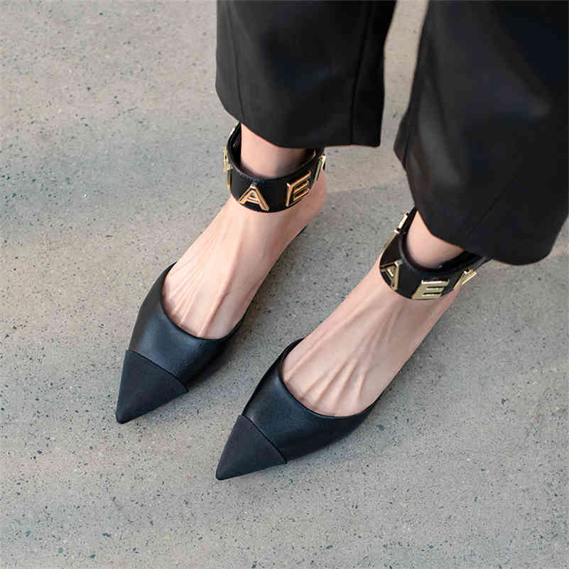 

dress shoes meotina women leather natural genuine two piece med heels pumps pointed toe thick heel laddies footwear spring black 4