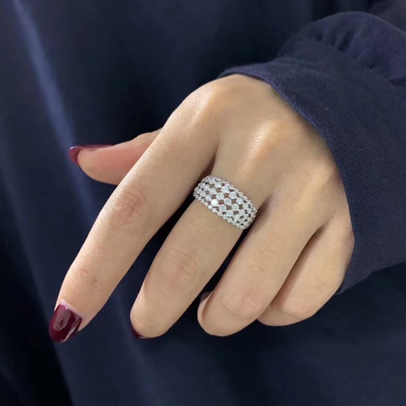 

Cluster Rings Moissanite For Women Luxury Zircon Silver Color Jewelry Korean Accessories Gifts Girlfriend Wholesale KAR371, Golden;silver