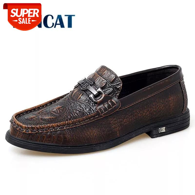 

2020 Brand Crocodile Pattern Leather Casual Shoes Handmade Men's shoes Fashion Loafers Flat Shoes Men's Driving Size 38-47 #kD3A