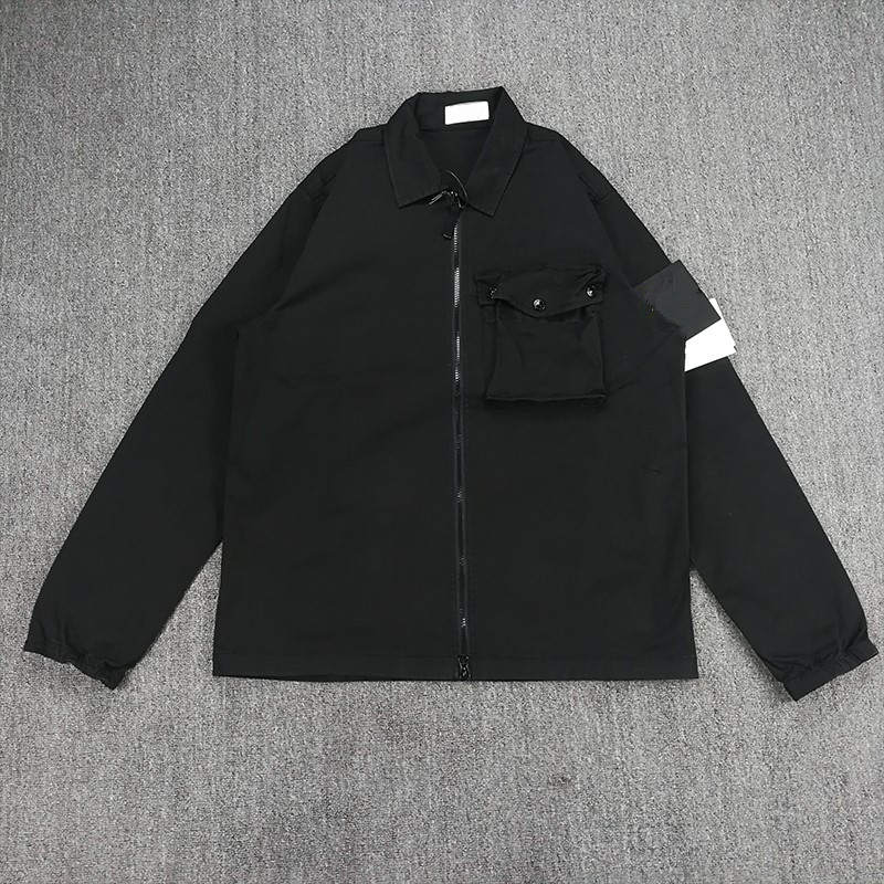 

cp topstoney 2021 zipper pocket mens jacket mens shirt of street loose tooling lapel outdoor fashion sports windbreaker, Black