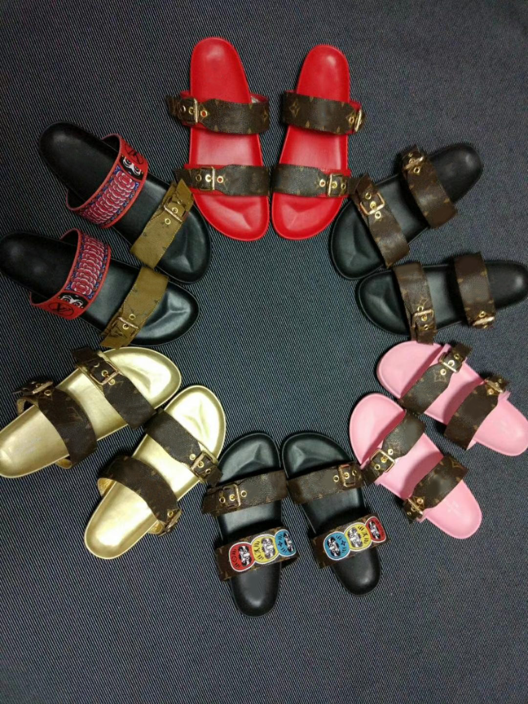 

20ss Sandals Denim Flat Slipprs Shoes Ladies Summer outdoor beach causal Flip Flops Genuine Leather Sole With Box size 35-46