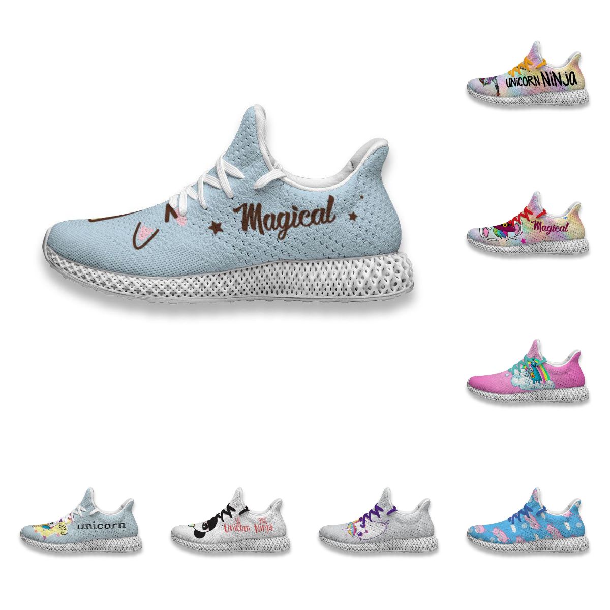

4D running shoes Magical Unicorn fun printing men's women's classic lightweight customized leisure Road Sports Sneaker