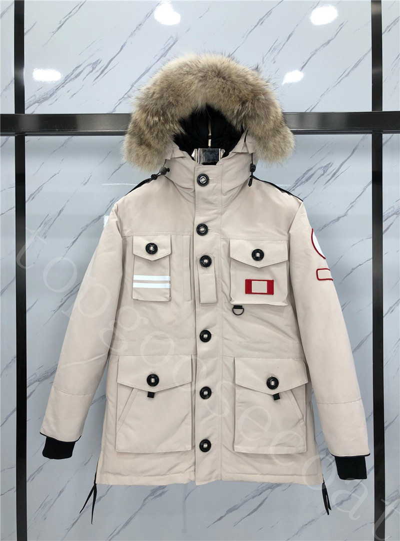 

2021 Men's Wemen's Down Parkas Real Wolf Fur Collar Hooded White Goose Jacket Winter Coat Mens Warm Parka Padded Jackets Size S- GOJNK01, Pay for difference