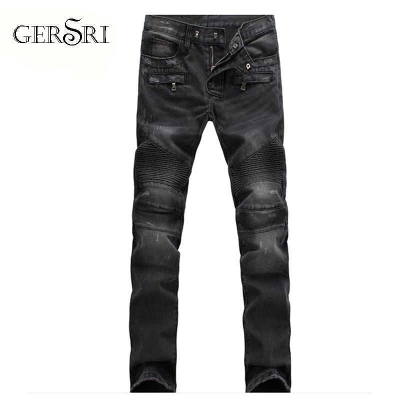 

Gersri Men Slim Fit Biker Jeans Cotton Vintage Rock Ripped Elastic Brand Motorcycle Mens Denim Pants Trousers Big Size Je X0621, 1722