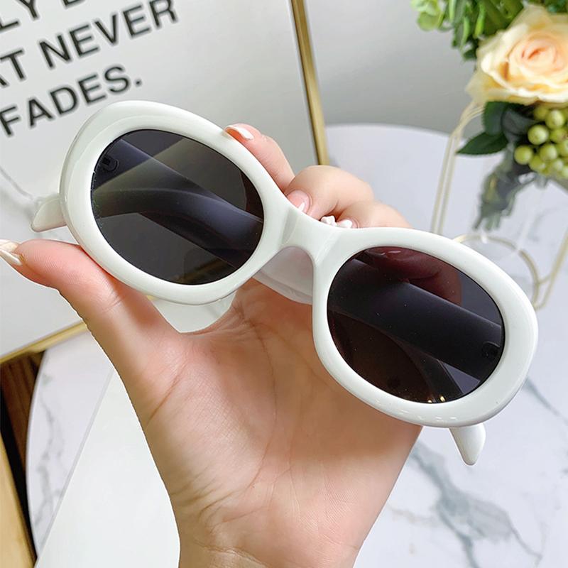 

Sunglasses Oval Vintage Women Men Fashion White Gray Designer Sun Glasses Shades Eyewear Feminino