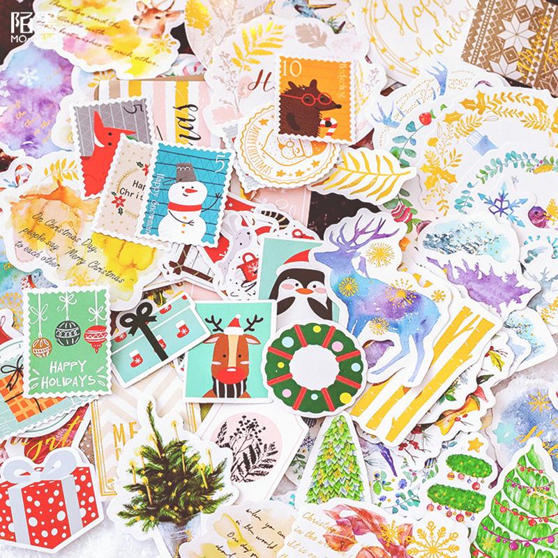 

XINAHER 24/40pcs/bag Christmas letter mini stamp paper sticker package DIY diary decoration sticker scrapbooking