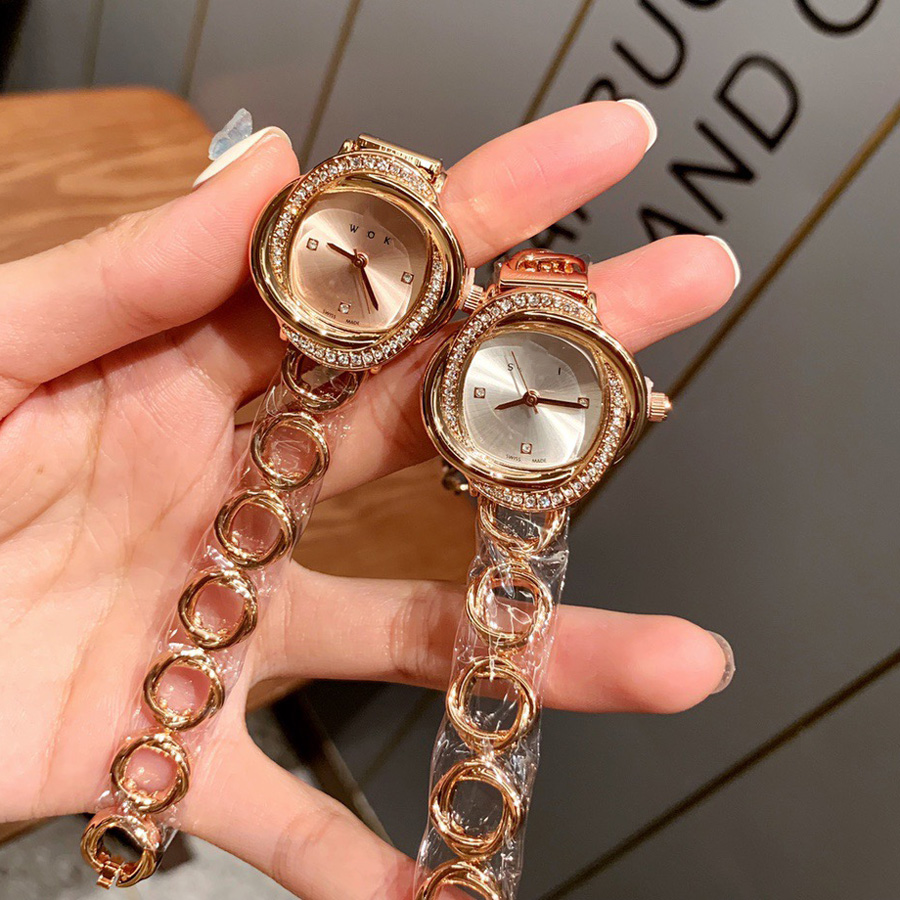 

Brand Watches Women Ladies Girl Crystal Swan Style Steel Metal Band Quartz Luxury Wrist Watch SW51, Gold black