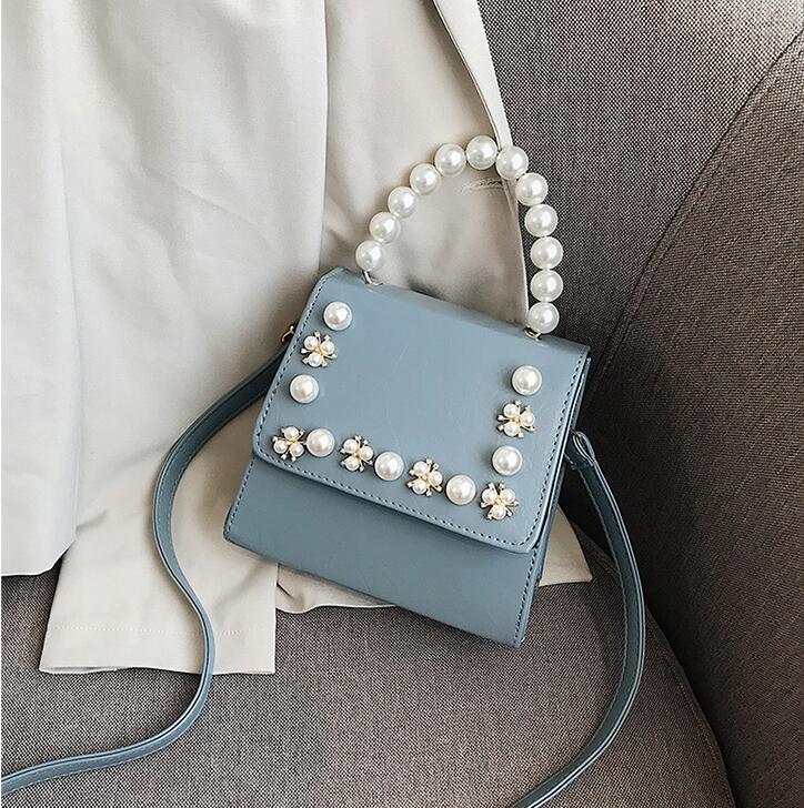 

Factory wholesale women bag foreign Pearl decorative womens shoulder bags sweet little fresh Pearls handbag trend leather messenger handbags