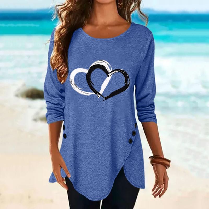 

Women' T-Shirt Harajuku Love Printed Top Tee Women Heart T-shirts Casual Summer Female T Shirt Long Sleeve Clothing #T2Q