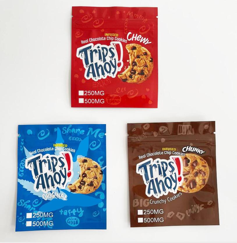 

250MG 500MG GANNA BUTTER bites Trips Ahoy chip bag printed edible mylar food packaging cook bags runtz baggie