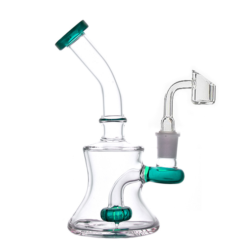 

7inch Mini colorful glass Dab Oil Rigs bong Recycler Bubbler Percolator Water tobacco bong pipe With 14mm female joint