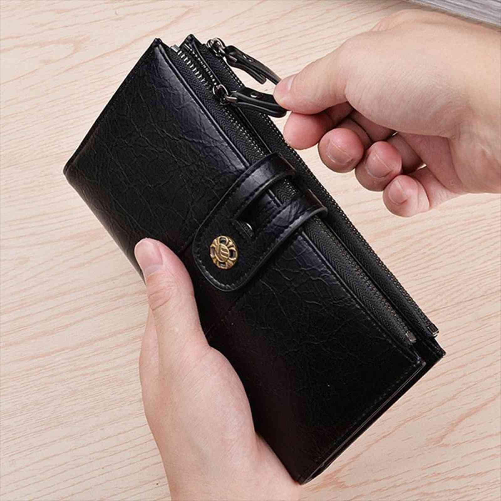 

style wallet long pu leather waterproof fashion mens multifunctional, Red;black