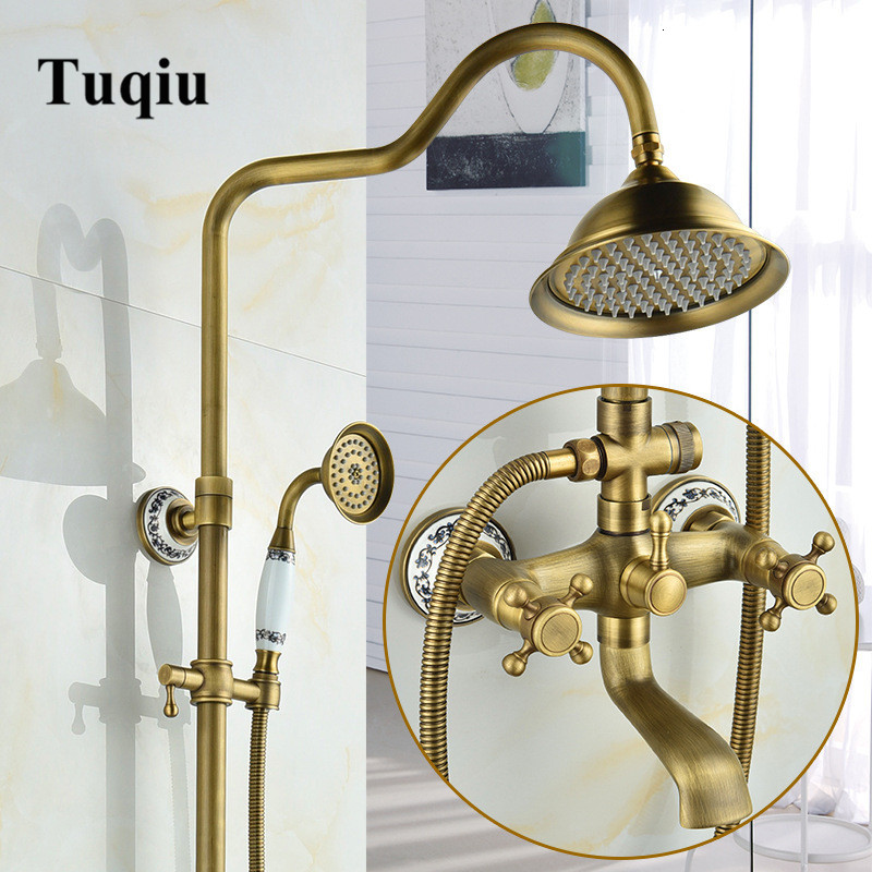 

2021 New Rainfall Sets Mixer Tap with Tub Brass Luxury Antique Bronze Bath & Shower Set Bathtub Faucet Yeso