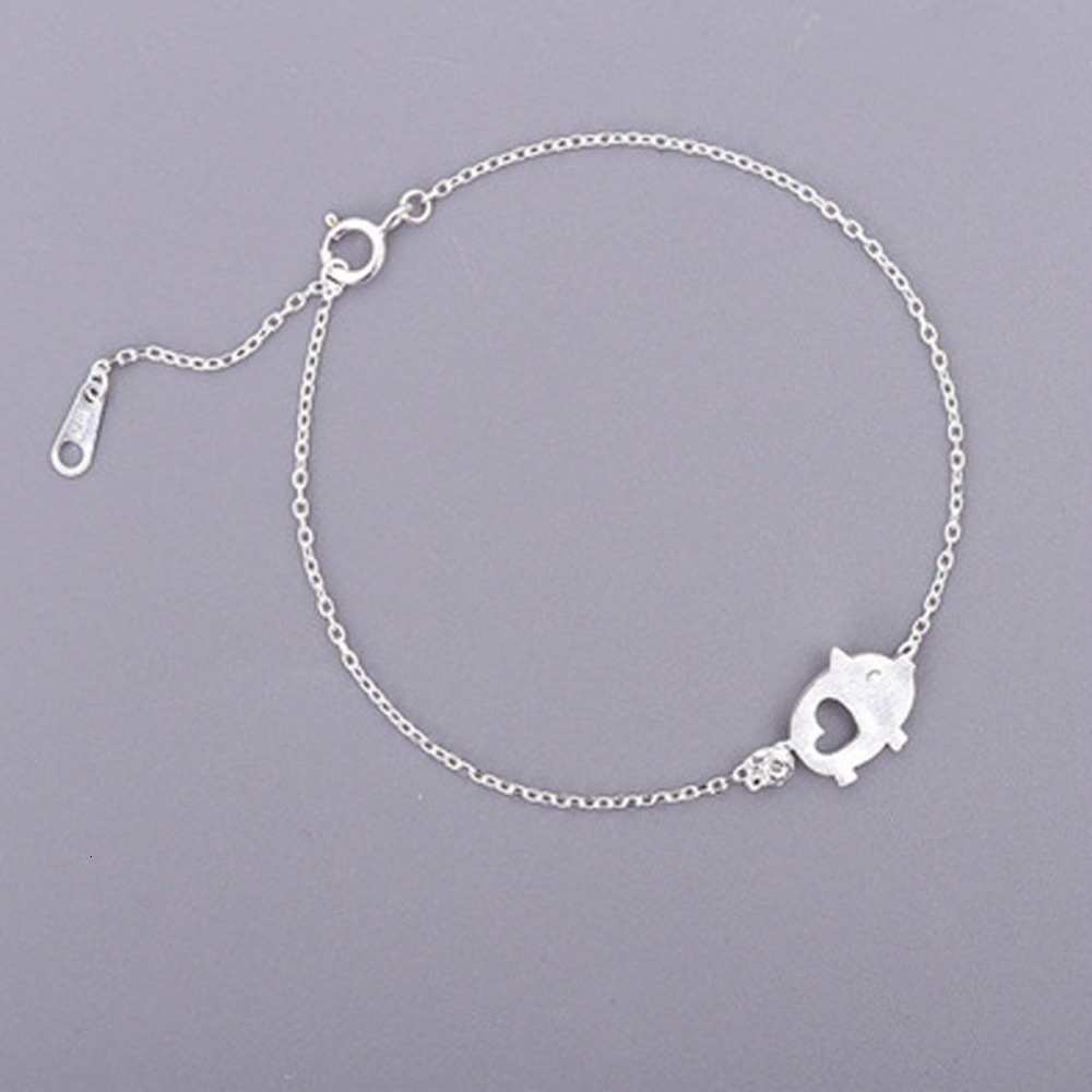 

925 Sterling female Korean fashion temperament cute pig Fashion Bracelet Silver Jewelry, Golden;silver