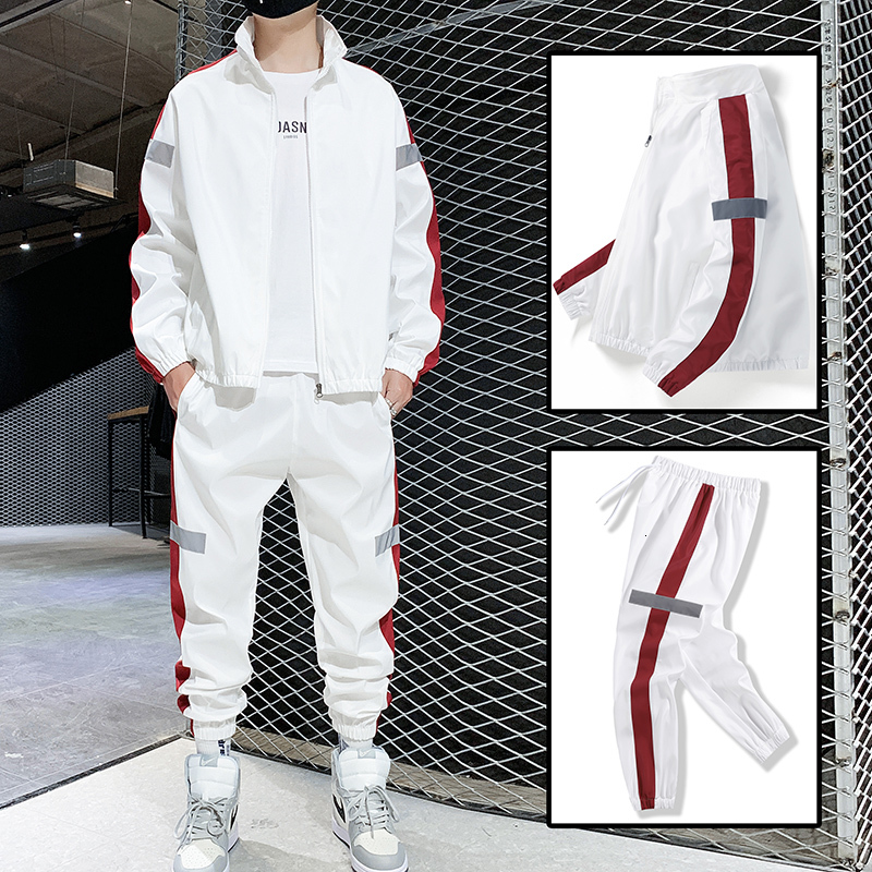

2021 New Men's Athletic Ensemble Spring Fall Group of Hip Hop Men Sweatpants + Casual Jacket Streetwear Suit Track Xqte, Black