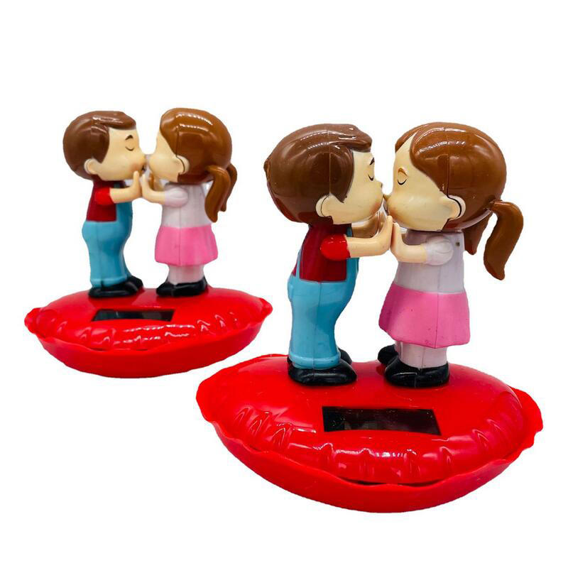 

Car Solar Powered lovers toys Automatic shaking head kiss Doll Toy desktop Decor Ornaments decoration