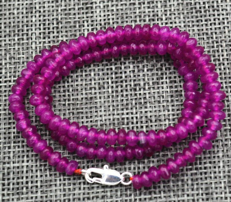 

2x4mm Faceted Rose Ruby Handmade Gemstone Necklace 18"1