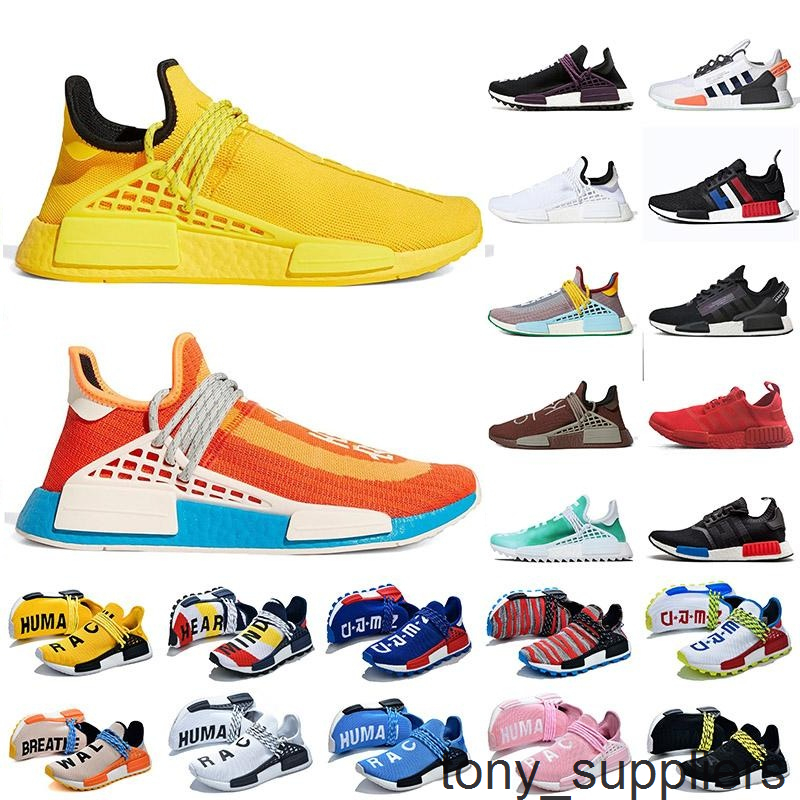 

2021 New Pharrell Williams NMD Human Race Equality Mens Running Shoes Big Size 12 Human Races Nerd Black Women Trainers Sports Sneakers