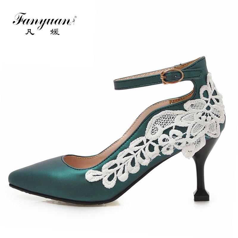 

fanyuan Brand New Big Size 31-43 Embroider Casual Party Pumps High Heels Shallow Shoes Woman Spring Autumn Pumps, Black